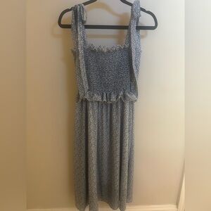 Blue Floral Midi Dress